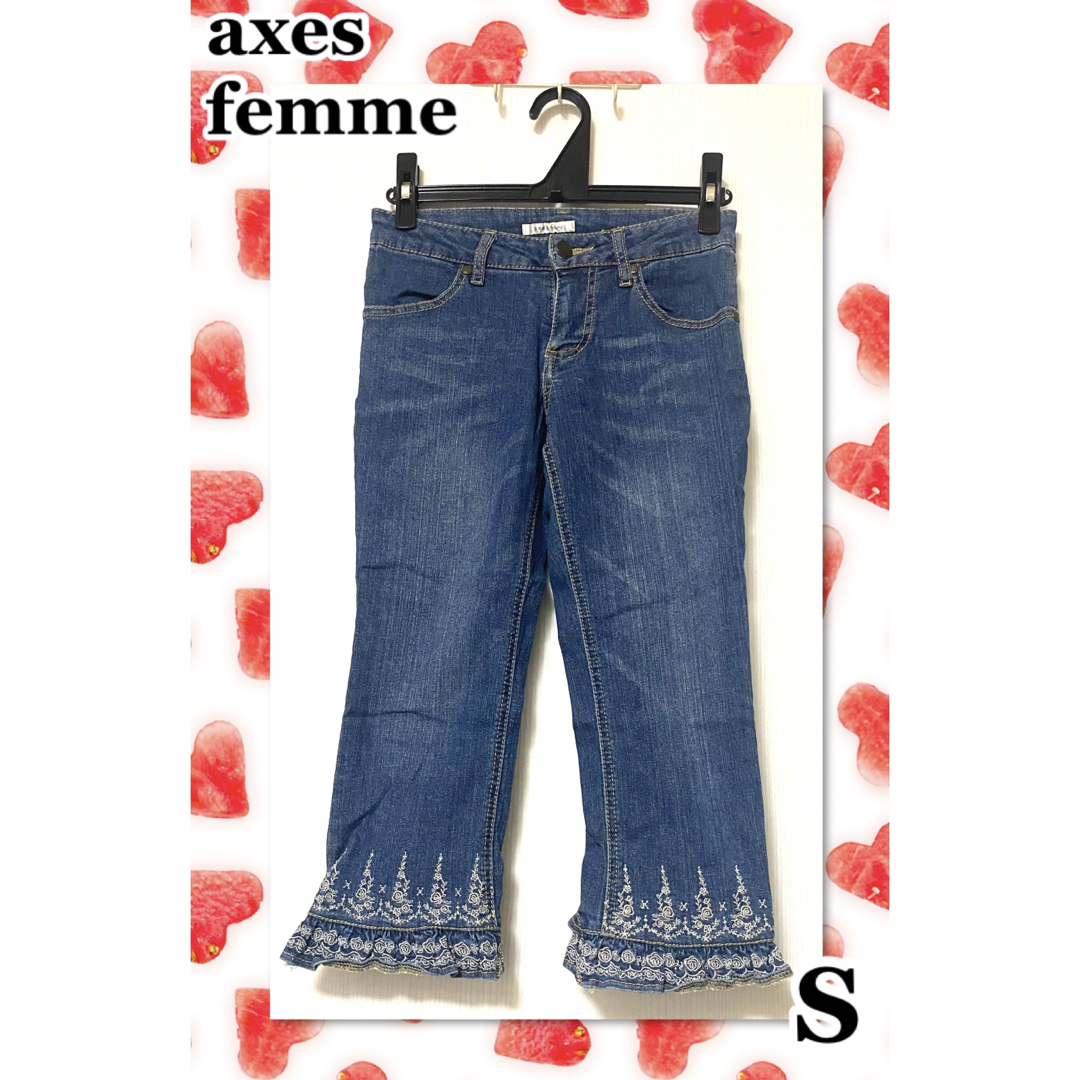 axes femme(アクシーズファム)のaxesfemme アクシーズファム　Backティアード７分丈　デニム　ジーンズ レディースのパンツ(デニム/ジーンズ)の商品写真