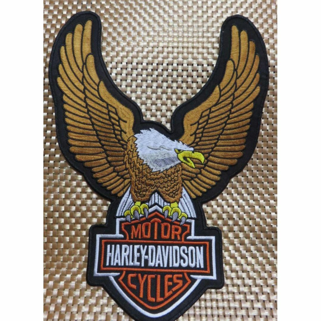 特大Harley白頭鷲茶翼HD◇新品ハーレーダビッドソン刺繍ワッペン 特大Harley白頭鷲茶翼HD◇新品ハーレーダビッドソン刺繍ワッペン