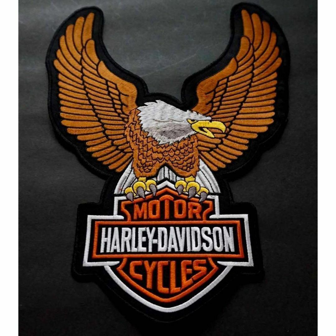 特大Harley白頭鷲茶翼HD◇新品ハーレーダビッドソン刺繍ワッペン 特大Harley白頭鷲茶翼HD◇新品ハーレーダビッドソン刺繍ワッペン