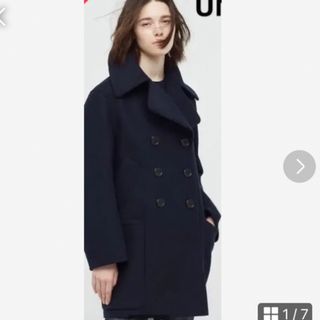 ユニクロ(UNIQLO)の最終価格ユニクロプラスj ダブフェイス　ピーコート　ネイビー　Mサイズ　(ピーコート)