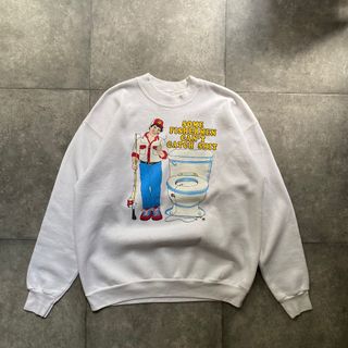 ヘインズ(Hanes)の90s hanes ヘインズ スウェット XL ホワイト トイレ 釣り人(スウェット)