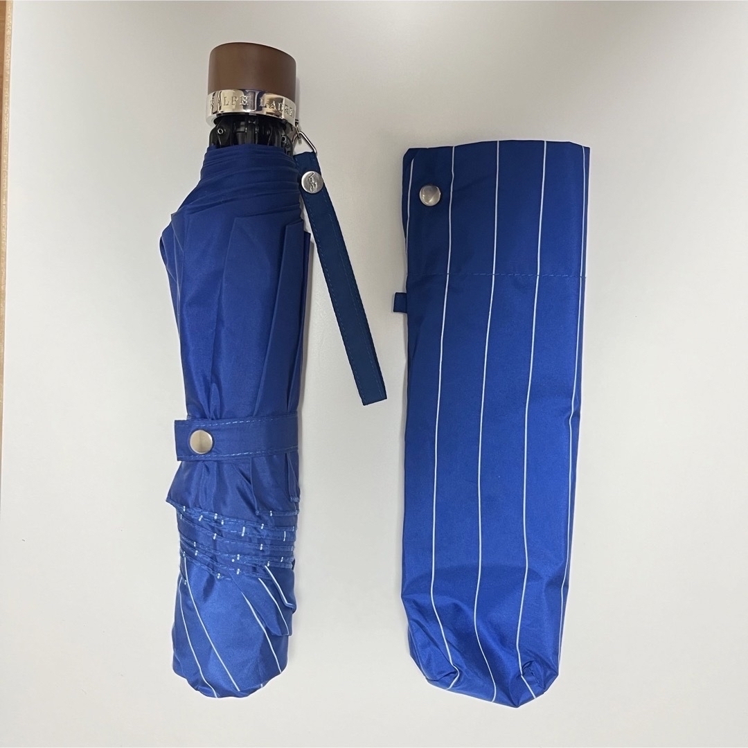 【未使用品】ポロラルフローレン ストライプ 大寸 折り畳み傘 ブラック 70cm POLO RALPH LAUREN - 未使用品 ラルフローレン 折りたたみ傘