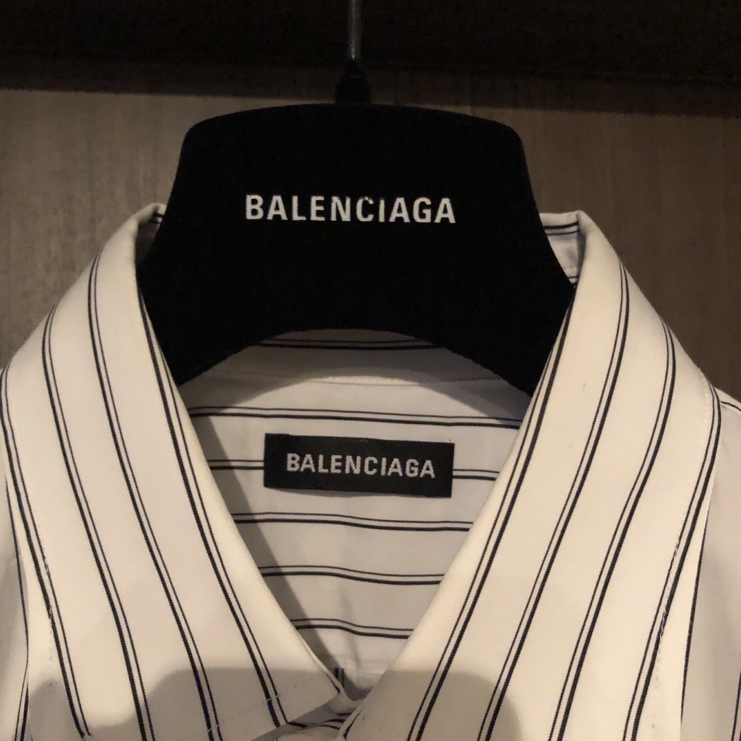 BALENCIAGA バレンシアガ バックロゴ ストライプシャツ-
