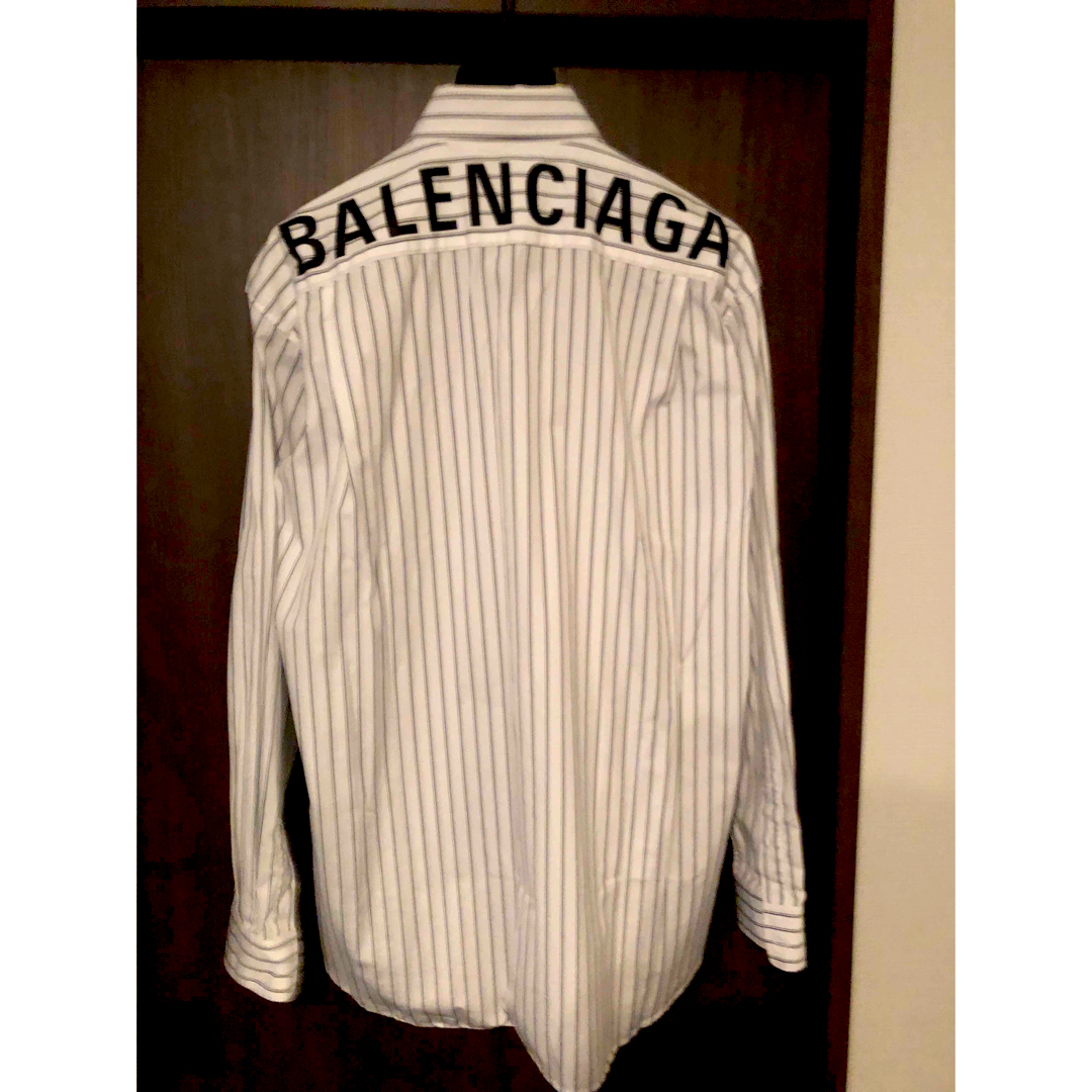 BALENCIAGA バレンシアガ バックロゴ ストライプシャツ-