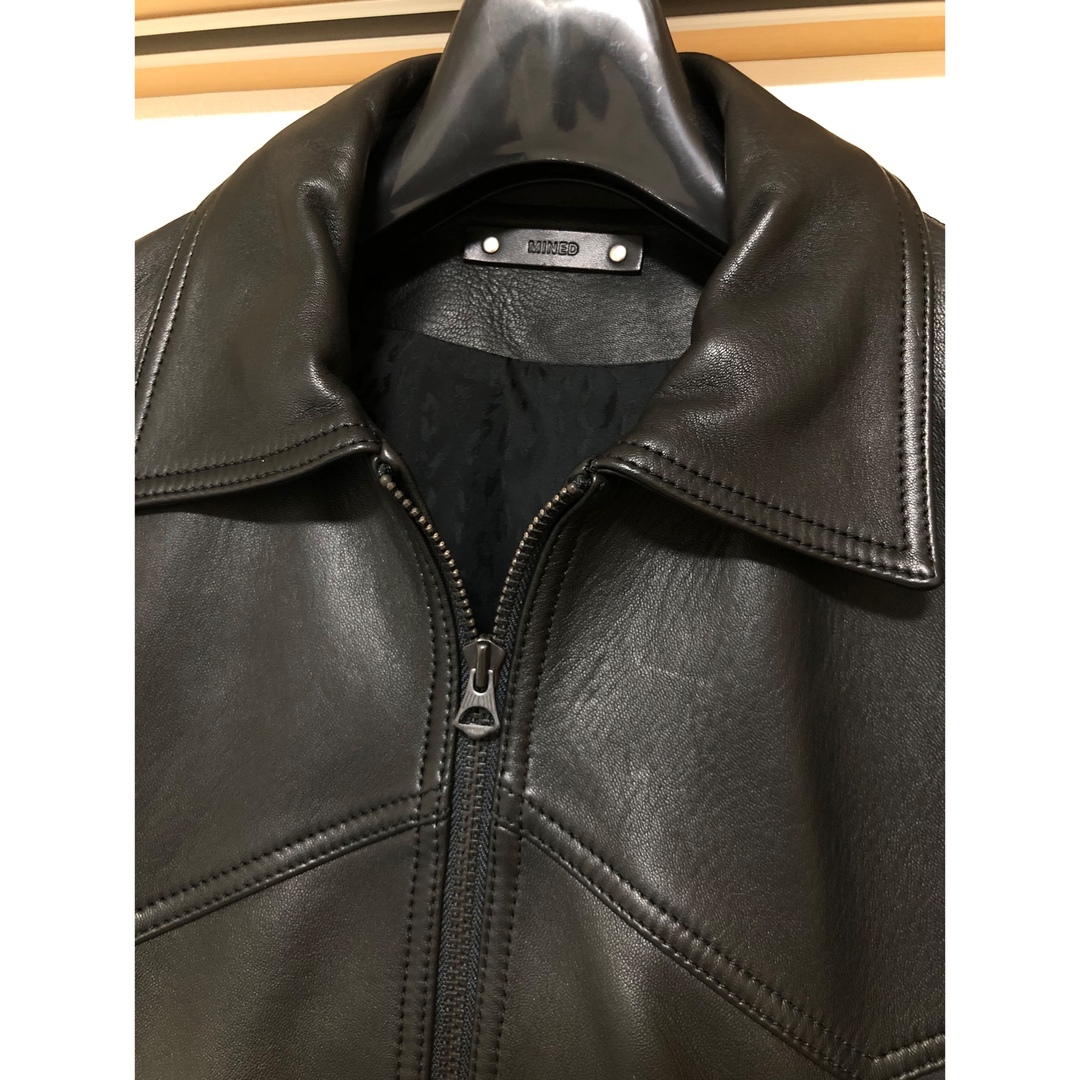 MINEDENIM(マインデニム)のMINEDENIM LAMB LEATHER ZIPUP RIB BLOUSON メンズのジャケット/アウター(レザージャケット)の商品写真