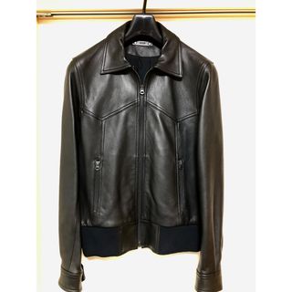 マインデニム(MINEDENIM)のMINEDENIM LAMB LEATHER ZIPUP RIB BLOUSON(レザージャケット)