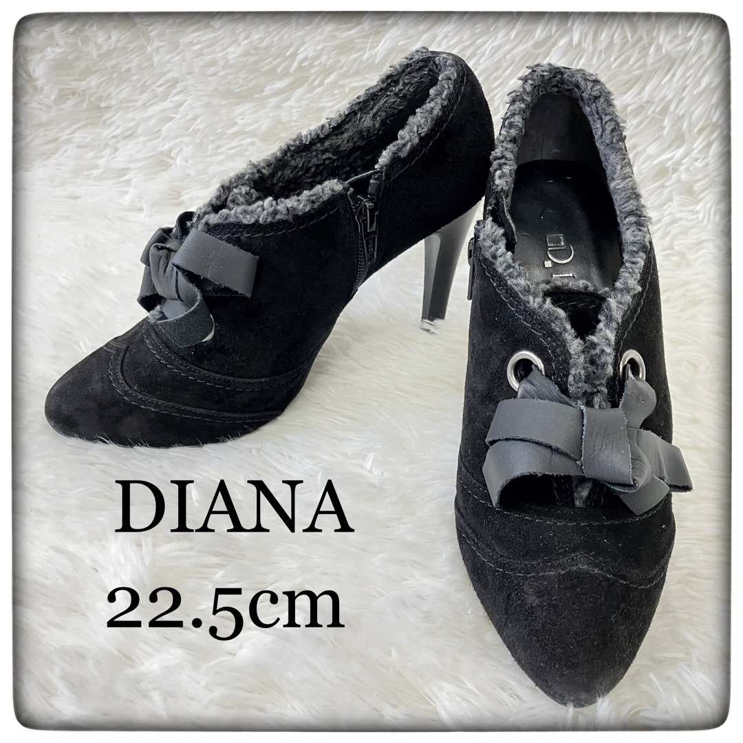 DIANA(ダイアナ)のDIANA ダイアナ リボン付きスエードブーティ size22.5cm レディースの靴/シューズ(ブーティ)の商品写真