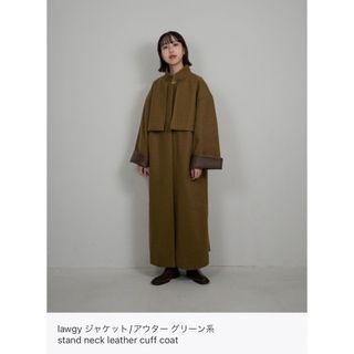 ラウジー(lawgy)の即購入不可。新品lawgystandneckleathercuffcoat(ロングコート)