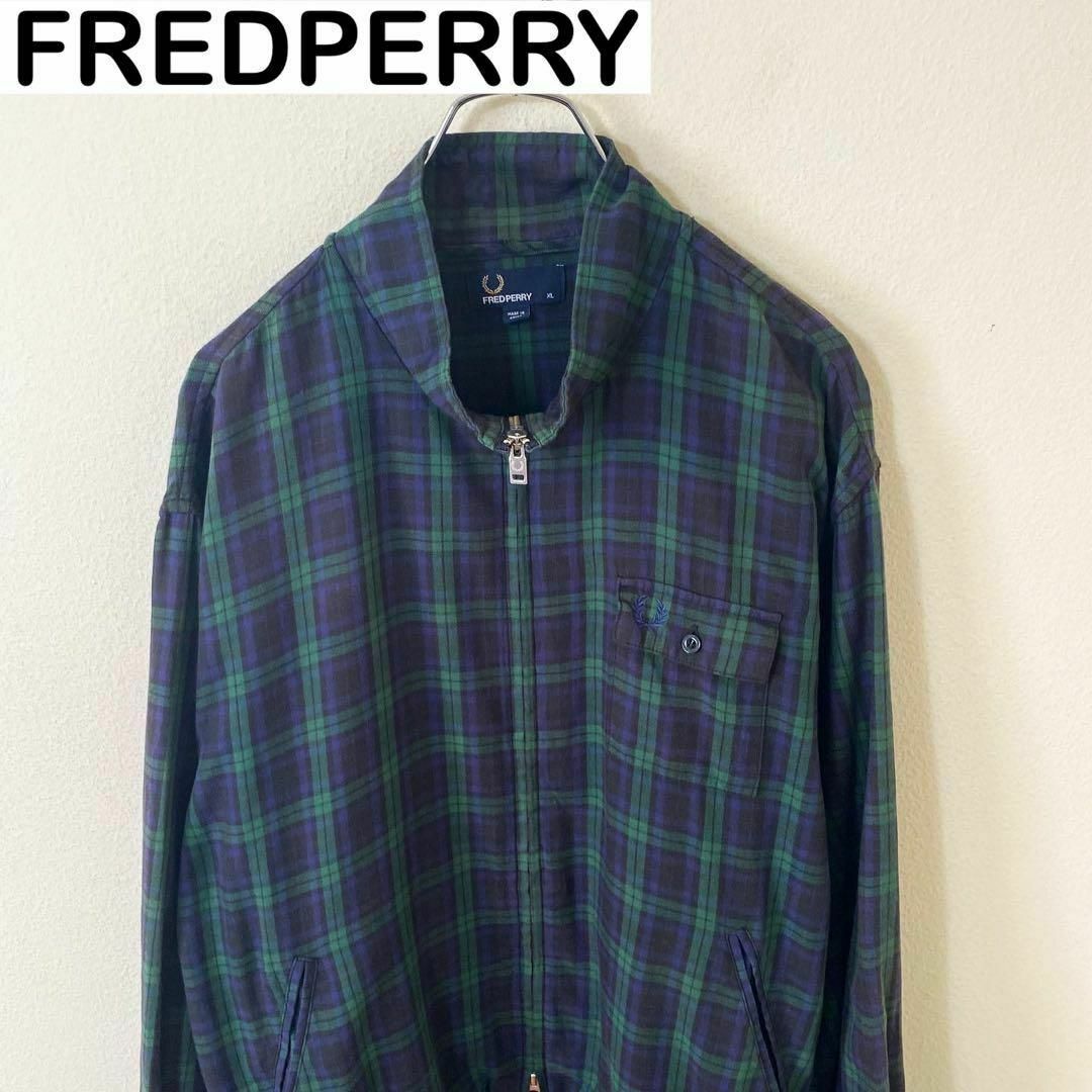 FREDPERRY フレッドペリー　チェック　ブルゾン　ジャケット　古着 | フリマアプリ ラクマ