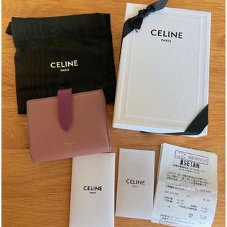 CELINE セリーヌ 二つ折り財布 ブラック ピンク 104873A STRAP レディース