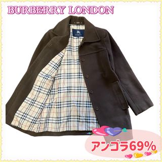 バーバリー(BURBERRY)の【アンゴラ混】バーバリーロンドン　ノバチェック　M レディース　コート　総柄(チェスターコート)