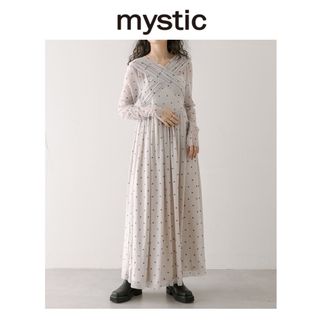 mystic - mystic ミスティック シアー花柄ワンピース グレーの通販 by