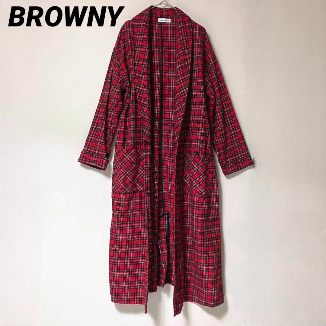 BROWNY - ks70 BROWNY ブラウニー ロングコート ラップコート 赤