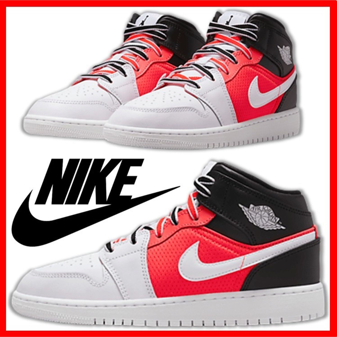 激レア NIKE GS エアジョーダン1 mid レッドスエード 23.5cm