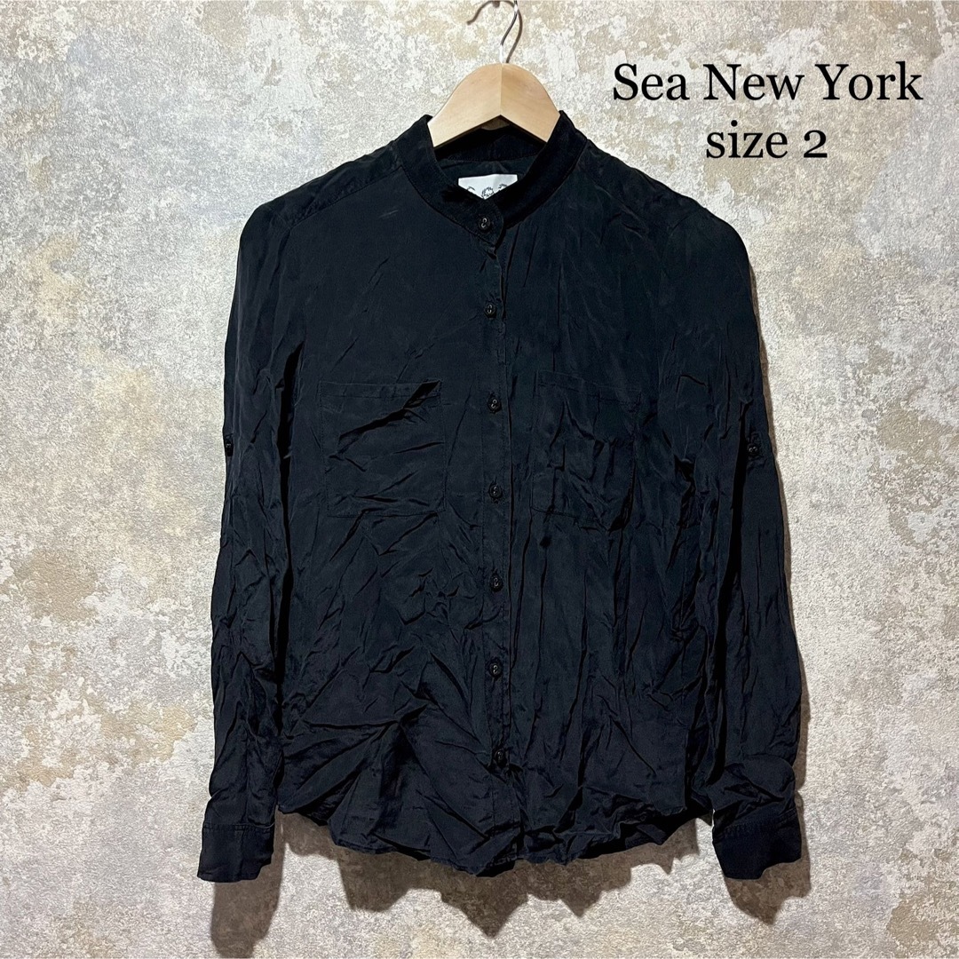 SEA(シー)の米国製 Sea New York シルク100% スタンドカラー 長袖シャツ レディースのトップス(シャツ/ブラウス(長袖/七分))の商品写真