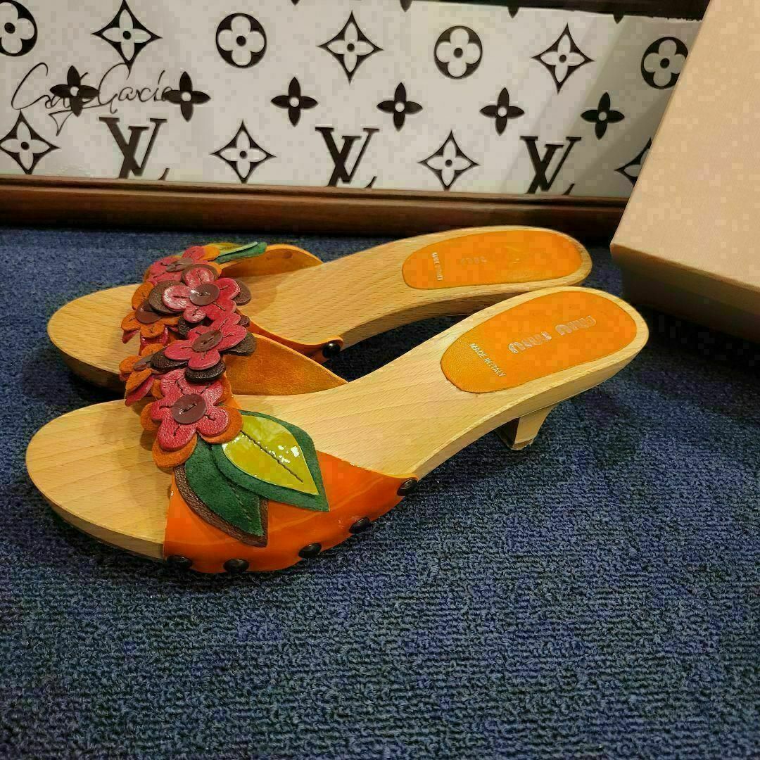 miu miu 立体フラワー 花柄 サンダル 下駄 浴衣 パンプス ドレス