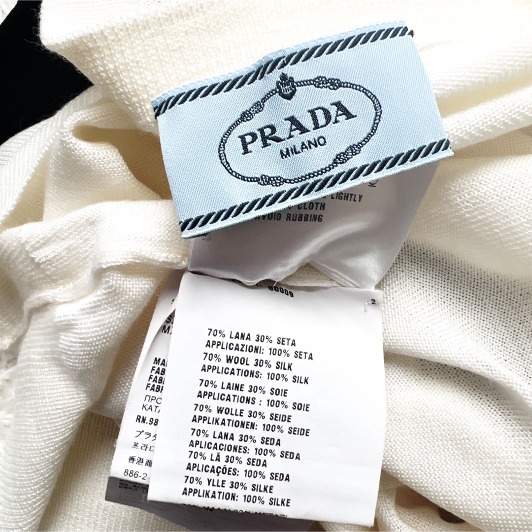 極美品 PRADA プラダ ビッグ リボン セーター ニット シルク