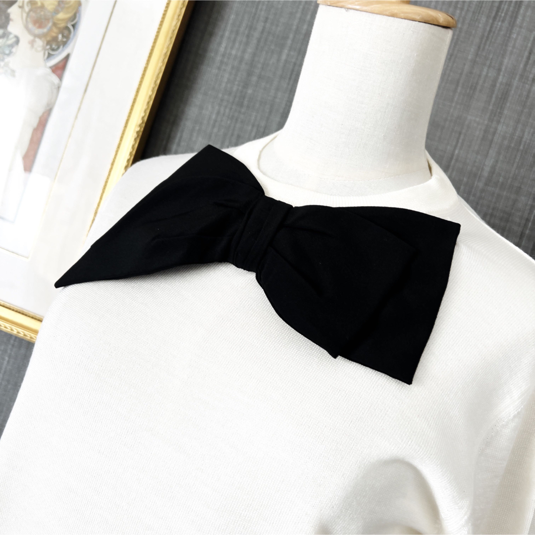 極美品 PRADA プラダ ビッグ リボン セーター ニット シルク