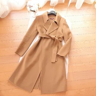 マックスマーラ(Max Mara)のマックスマーラ　ベルテッド　コート　ダブルフェイス　カシミヤ　キャメル(ロングコート)