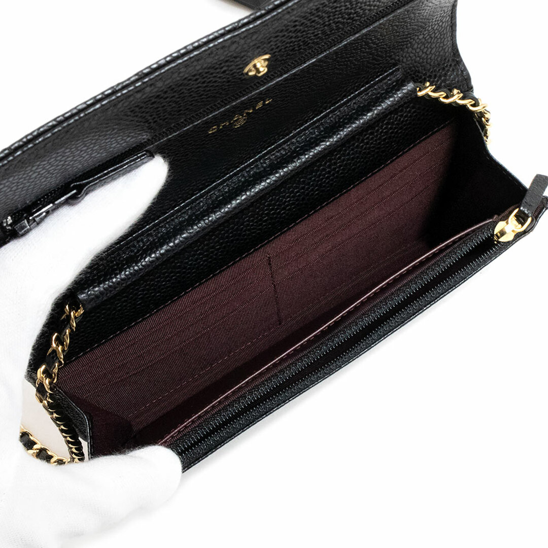 シャネル マトラッセ タイムレスクラシック チェーンウォレット 財布 斜め掛け キャビアスキン レザー ブラック 黒 ゴールド金具 AP0250 箱付 CHANEL(未使用 展示品)