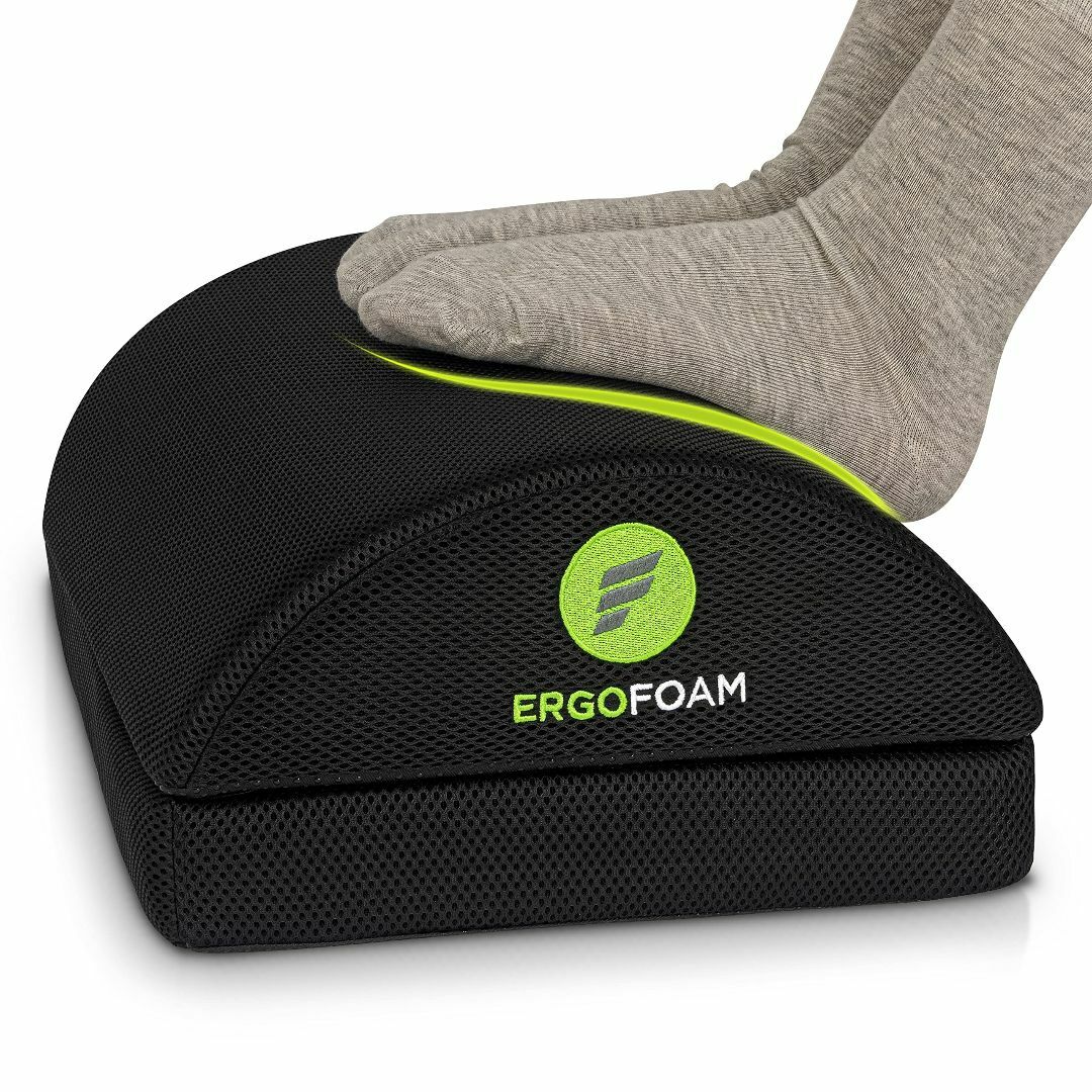 【色: 黒】ErgoFoam 高さ2段階調節可能 デスク用フットレストメッシュ-オフィス用品
