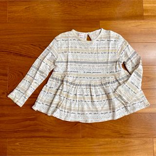 ザラキッズ(ZARA KIDS)のザラベイビー　英字ボーダー柄ペプラムロンT(Tシャツ/カットソー)