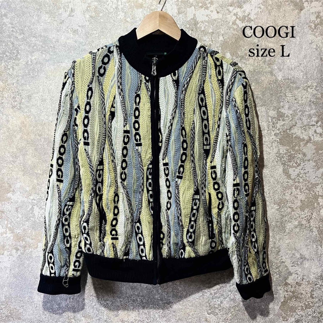 COOGI - COOGI クージー 3D ニット ジップアップ カーディガン 総柄