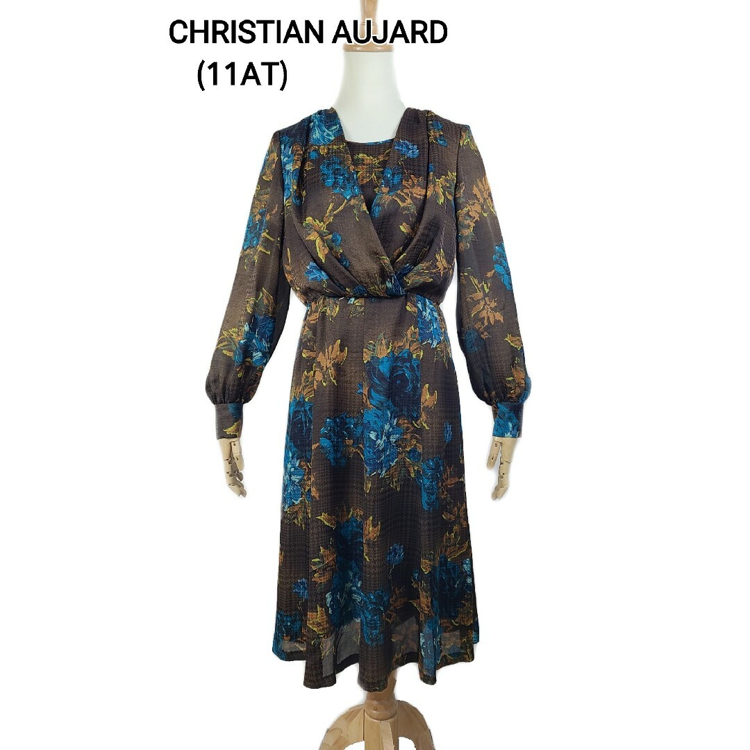 美品 Christian aujard アートフラワープリントワンピースクリスチャンオジャール