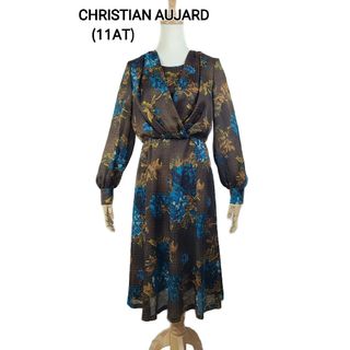 クリスチャンオジャール(CHRISTIAN AUJARD)の美品 Christian aujard アートフラワープリントワンピース(ひざ丈ワンピース)