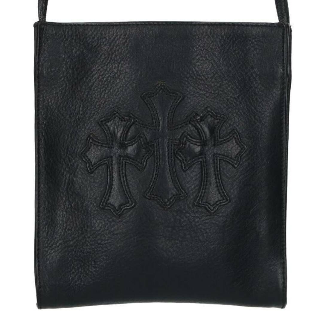 CHROME HEARTS クロムハーツ SQ PKT 3CEME CRS スクエアポケット 3クロスパッチレザーショルダーバッグ ブラック