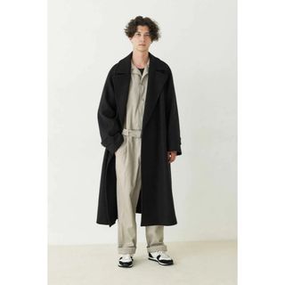 cotton gabardine oversized half coat