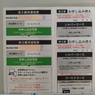 フランスベッド　株主優待　ゴールドコース10,000円相当×2枚(その他)