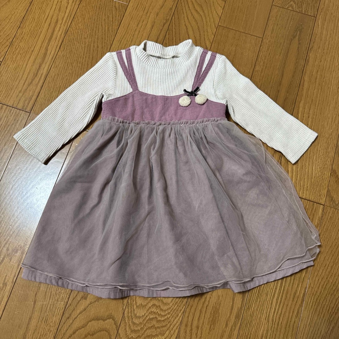 petit main(プティマイン)のプティマイン　ワンピース　チュール　90cm 長袖 キッズ/ベビー/マタニティのキッズ服女の子用(90cm~)(ワンピース)の商品写真