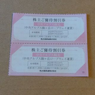 名鉄株主優待 駒ヶ岳ロープウェイ割引券2枚 おまけつき(その他)