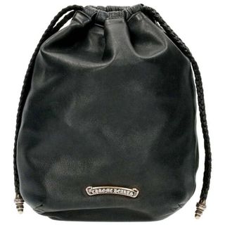 CHROME HEARTS クロムハーツ DRW STRNG SACK BS BSフレアドローストリングサックレザー巾着ハンドバッグ ブラック