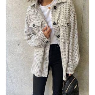 ザラ(ZARA)のZARA  テクスチャーチェックシャツジャケット(テーラードジャケット)