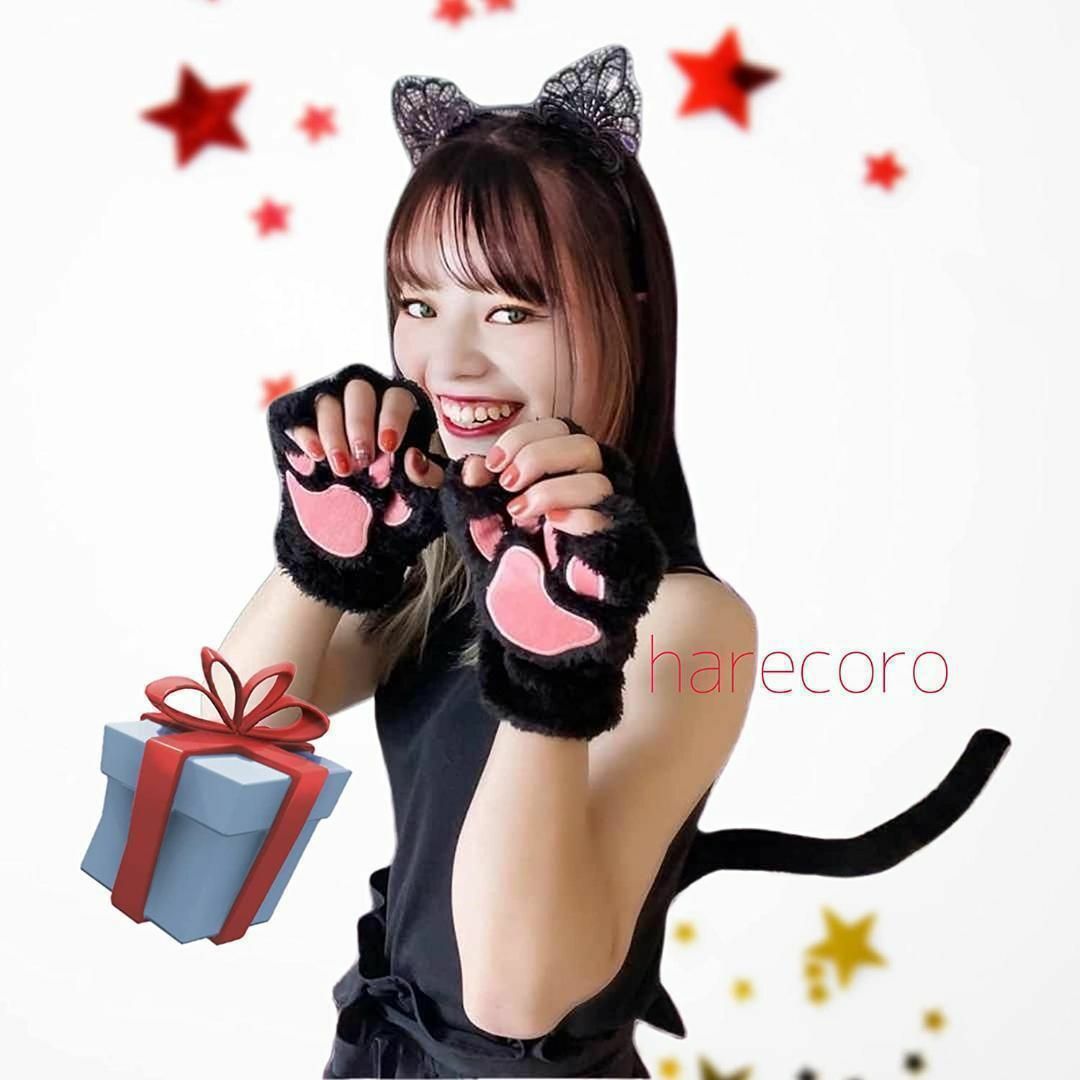 猫耳 カチューシャ コスプレ 黒猫３点セット ハロウィン仮装　レース猫耳タイプ メンズのジャケット/アウター(ノーカラージャケット)の商品写真