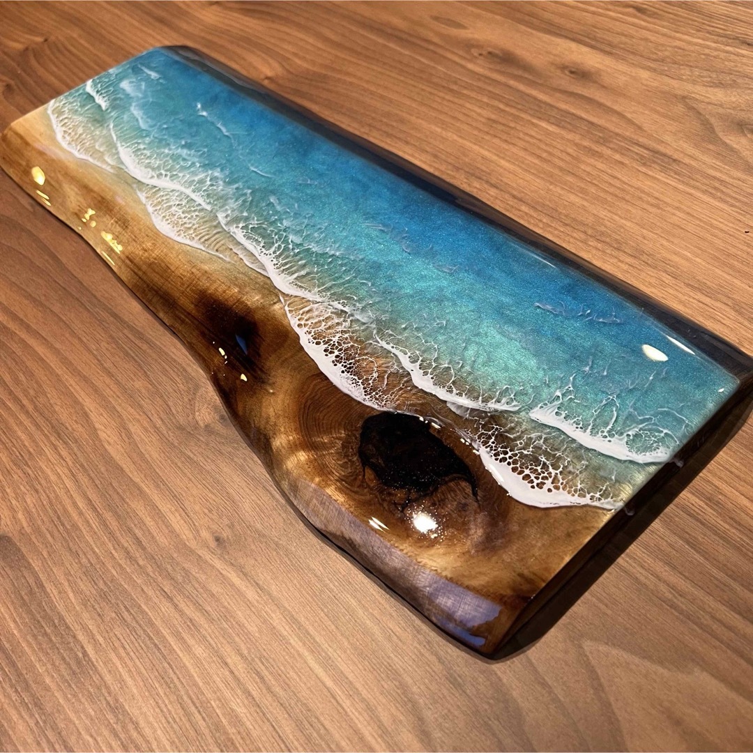 一枚板　レジンアート　海アート　インテリア　オーシャンアート　無垢 | フリマアプリ ラクマ