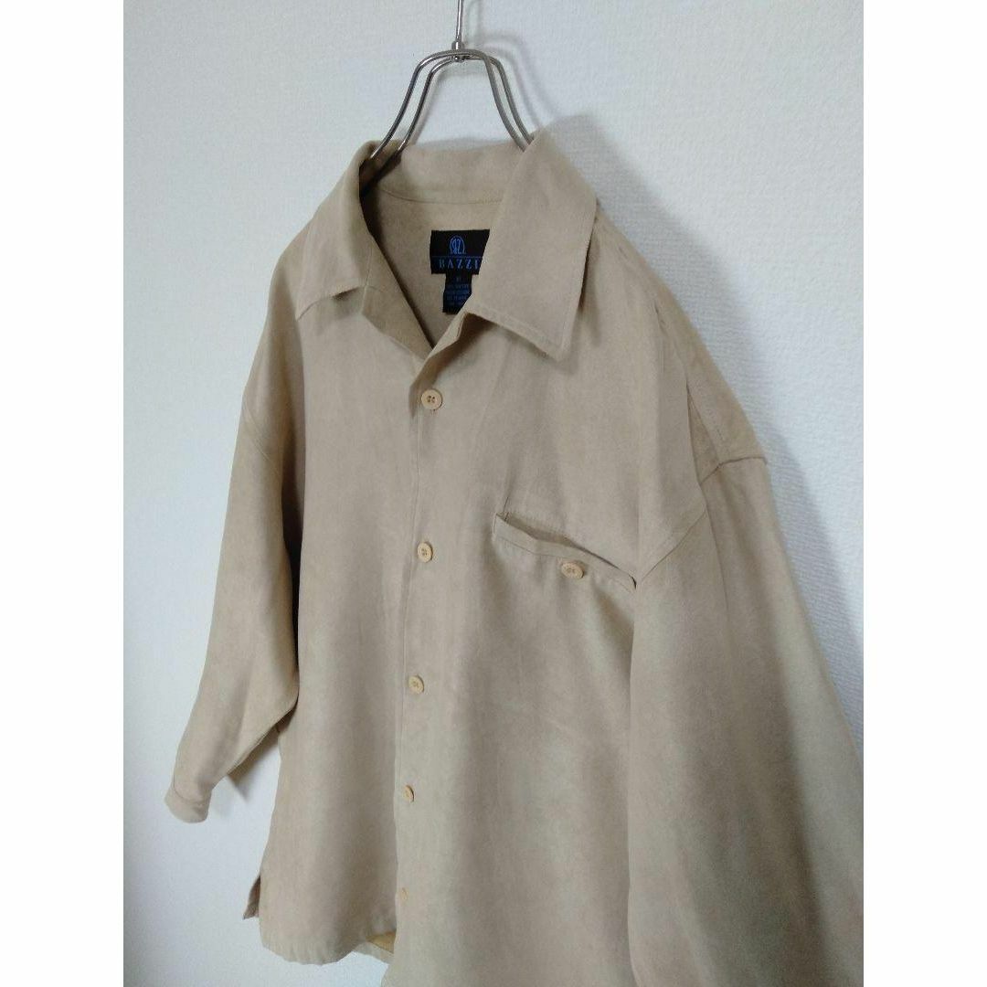 【フェイクスエードシャツ 3XL オープンカラー ビッグサイズ 海外古着A176 メンズのトップス(シャツ)の商品写真