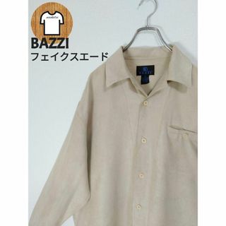 【フェイクスエードシャツ 3XL オープンカラー ビッグサイズ 海外古着A176(シャツ)