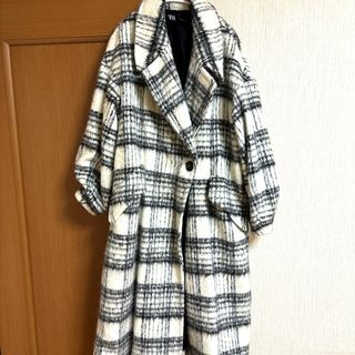 美品 ZARA ザラ アウター ロングジャケット ダブルボタン チェック柄