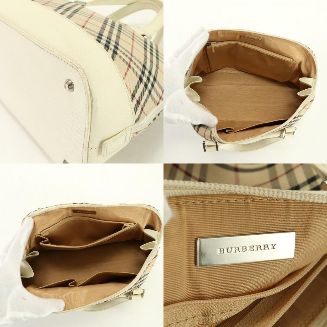 BURBERRY(バーバリー)のバーバリー チェック ハンドバッグ トート 人気 定番 おしゃれ ブラウン ホワイト ショルダー レザー レディース ENT 1019-N5 レディースのバッグ(ハンドバッグ)の商品写真