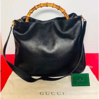 グッチ(Gucci)の【極美品】GUCCI バンブー 2WAY ショルダーバッグ  ブラック(ショルダーバッグ)