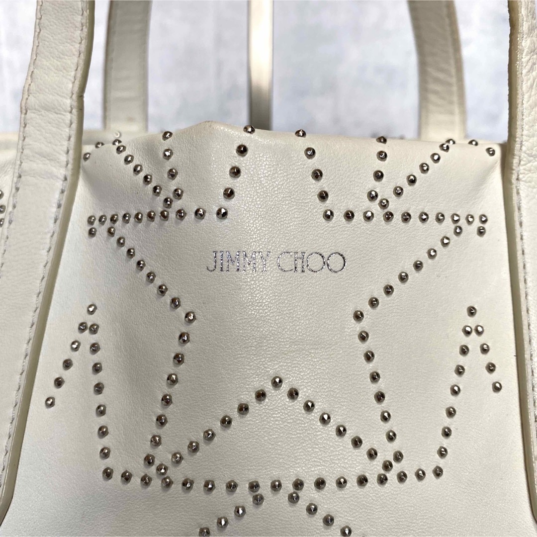 【JIMMY CHOO】SOFIA/S ホワイト グラフィックスタートートバッグ