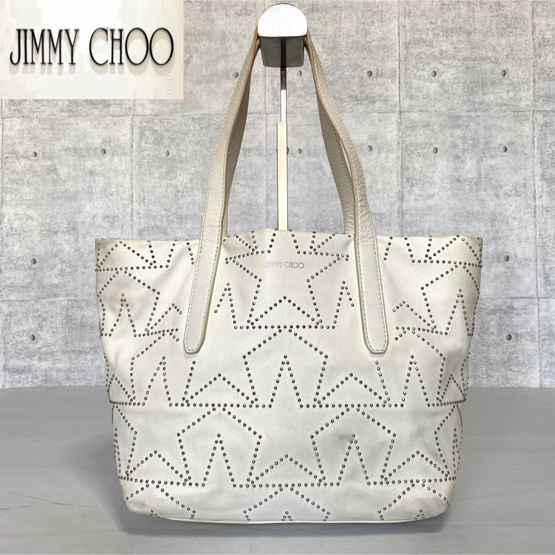 【JIMMY CHOO】SOFIA/S ホワイト グラフィックスタートートバッグ