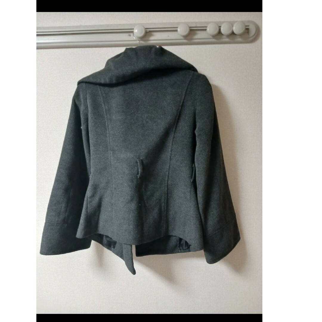 Pコート ステンカラー ショート丈 ビッグカラー 総裏地 ダブル F 黒 メンズのジャケット/アウター(ピーコート)の商品写真