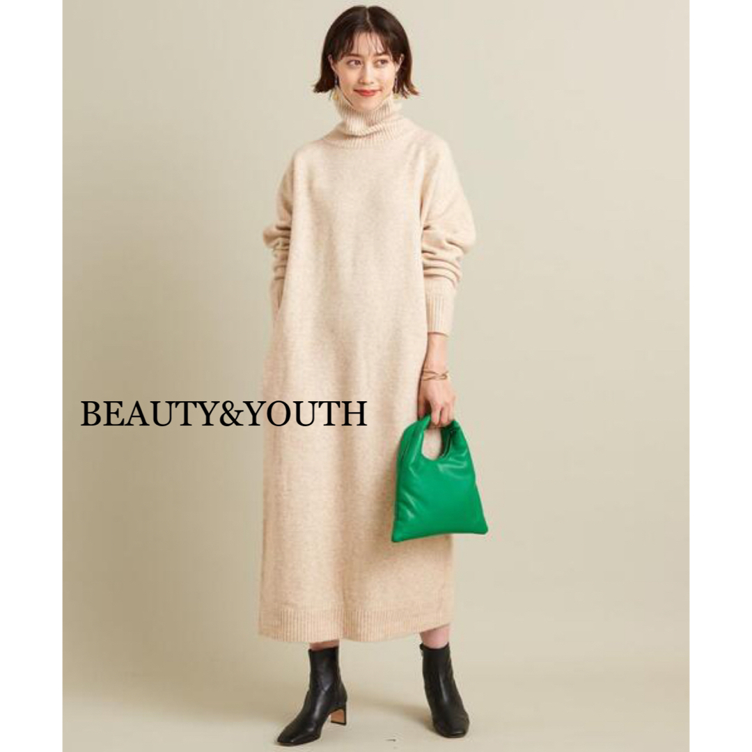 BEAUTY&YOUTH WEB限定 キャメルミックスタートルニットワンピース | フリマアプリ ラクマ