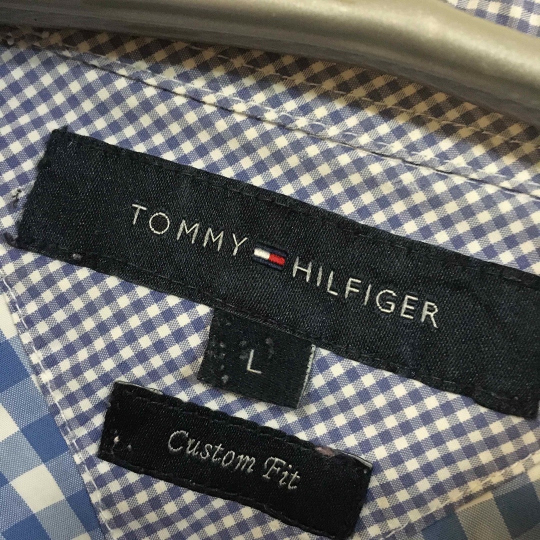 TOMMY HILFIGER(トミーヒルフィガー)の【人気】トミーヒルフィガー TOMMY ギンガムチェック 長袖シャツ L 青 メンズのトップス(シャツ)の商品写真
