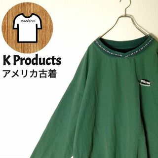 【K Products ナイロンジャケット5XL 刺繍ロゴ アメリカ古着A503(ナイロンジャケット)