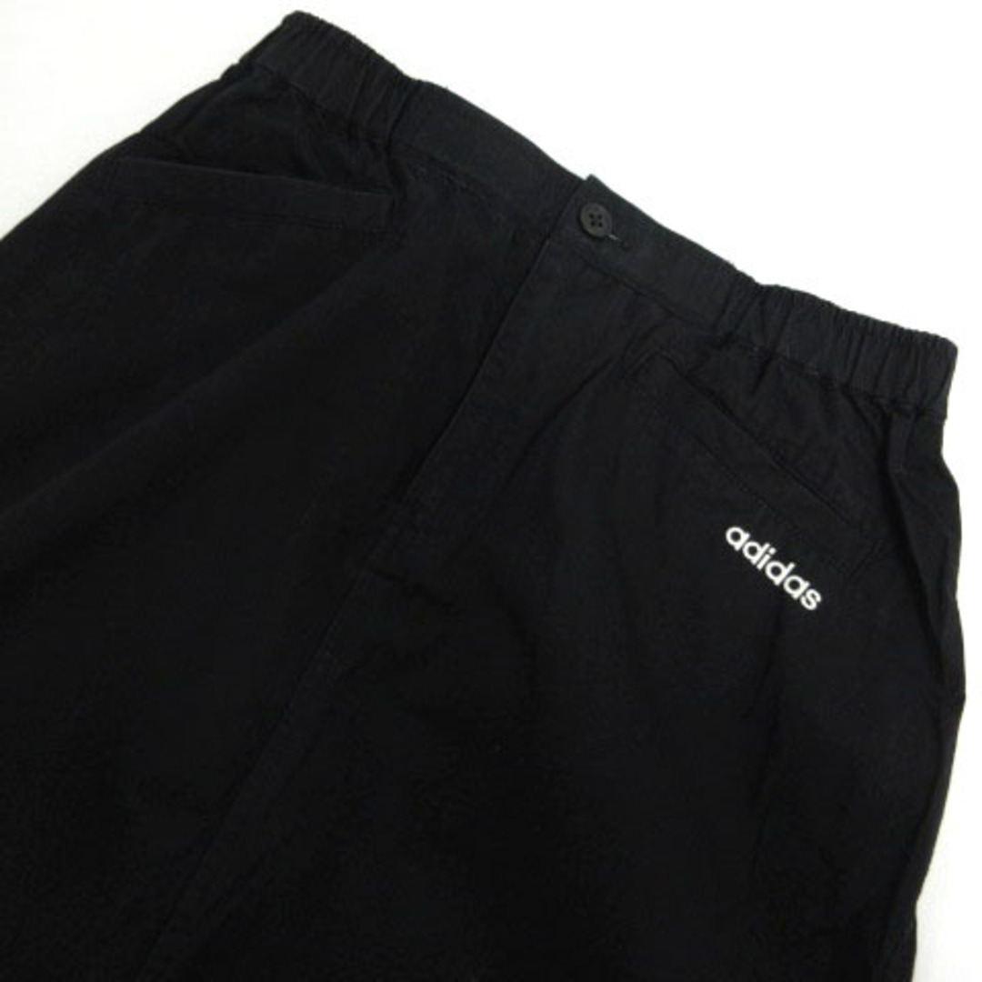 adidas(アディダス)のadidas スカート ミディ丈 ロゴ 3本ライン ウエストゴム 黒 白 M レディースのスカート(ひざ丈スカート)の商品写真